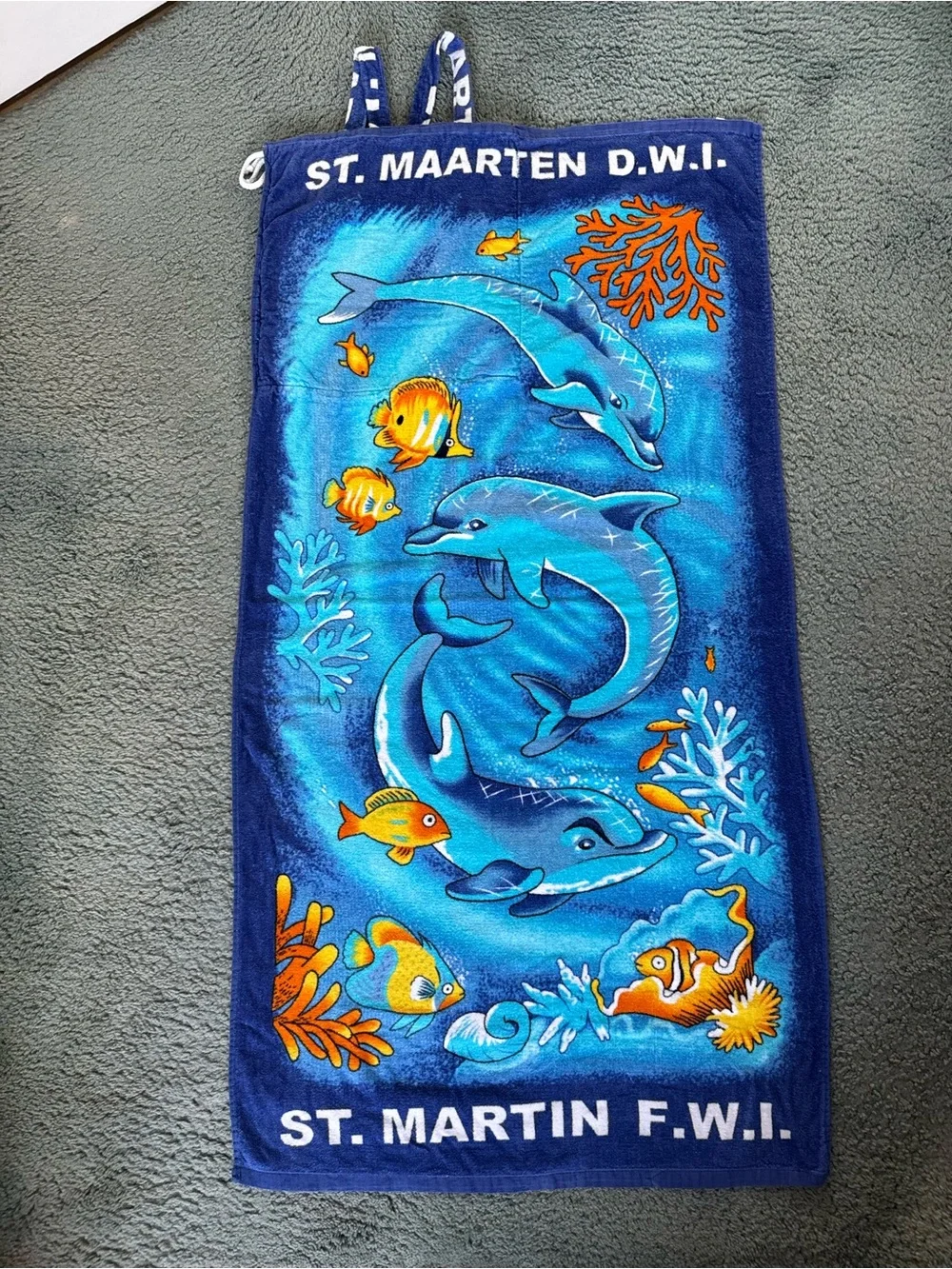 St. Maarten F.W.I. 2-in1 Blue fish Backpack Towel